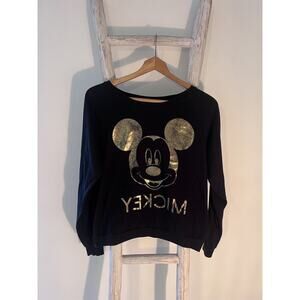 2000s Rare Mickey Mouse / Disney long sleeve Black & Gold shirt Urban Outfitters